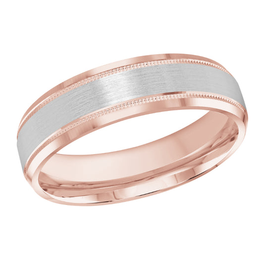 Malo 6mm 14k Pink & White Gold Carved Band