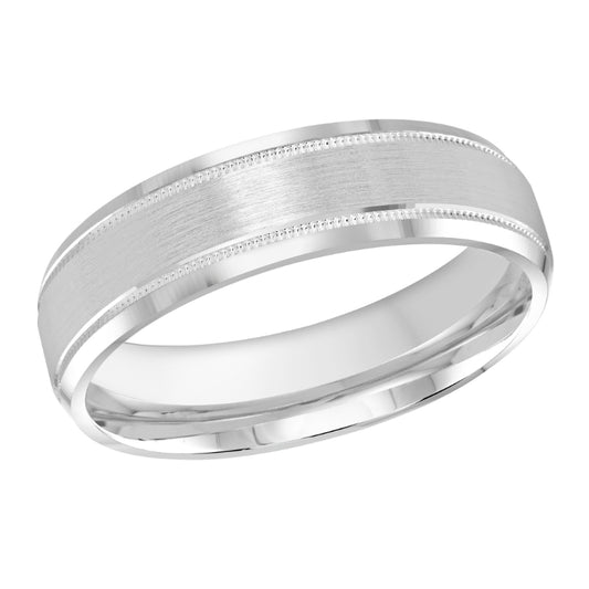 Malo 6mm 18k White Gold Carved Band