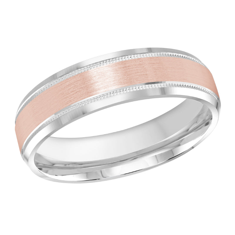 Malo 6mm 14k White & Pink Gold Carved Band