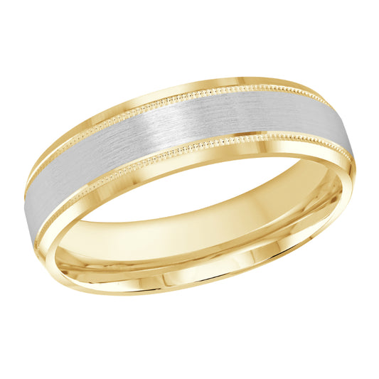 Malo 6mm 14k Yellow & White Gold Carved Band