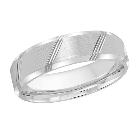 Malo 6mm 18k White Gold Carved Band