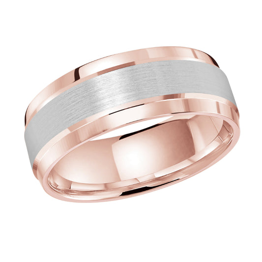 Malo 8mm 14k Pink & White Gold Carved Band