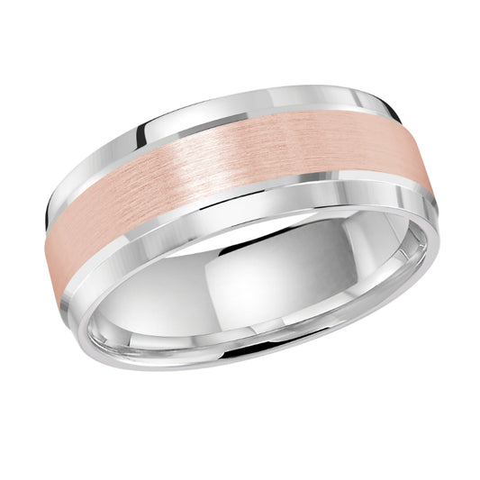 Malo 8mm 14k White & Pink Gold Carved Band