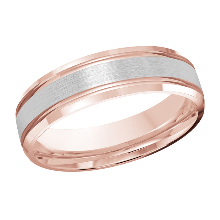 Malo 6mm 14k Pink & White Gold Carved Band