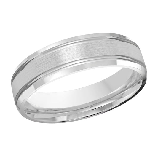 Malo 6mm 18k White Gold Carved Band