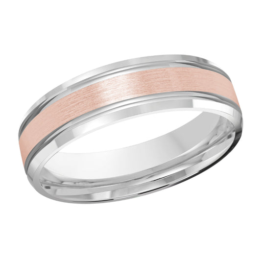 Malo 6mm 14k White & Pink Gold Carved Band