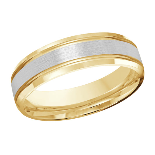 Malo 6mm 18k Yellow & White Gold Carved Band