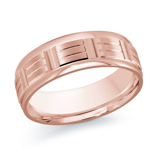 Malo 7mm 18k Pink Gold Carved Band