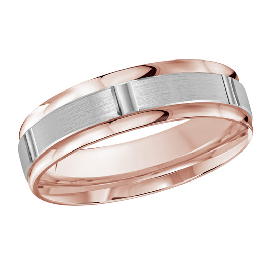 Malo 6mm 18k Pink & White Gold Carved Band