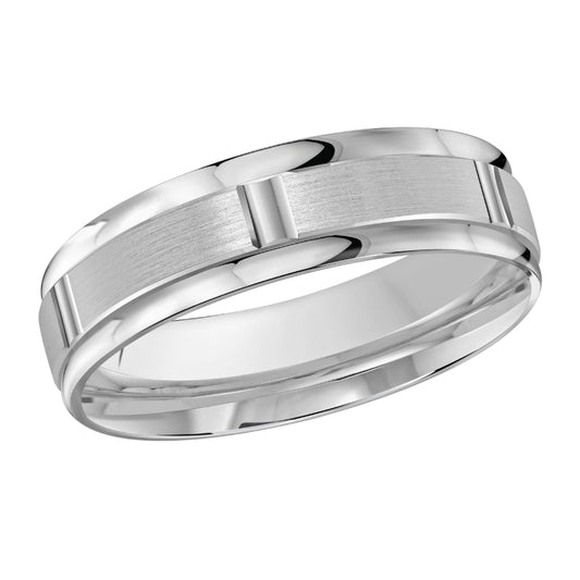 Malo 6mm 18k White Gold Carved Band