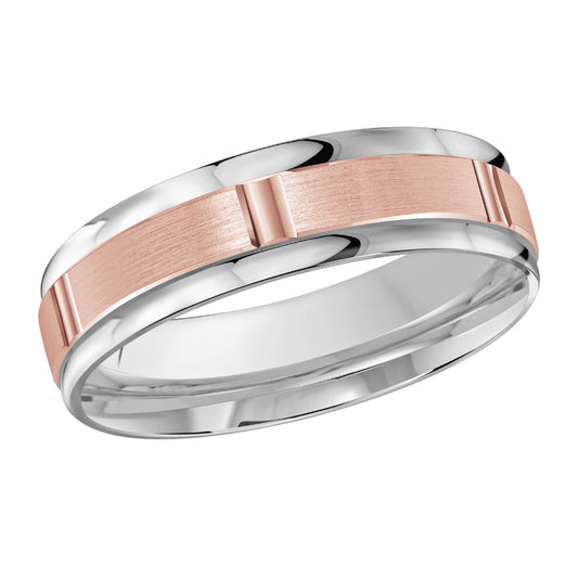 Malo 6mm 18k White & Pink Gold Carved Band