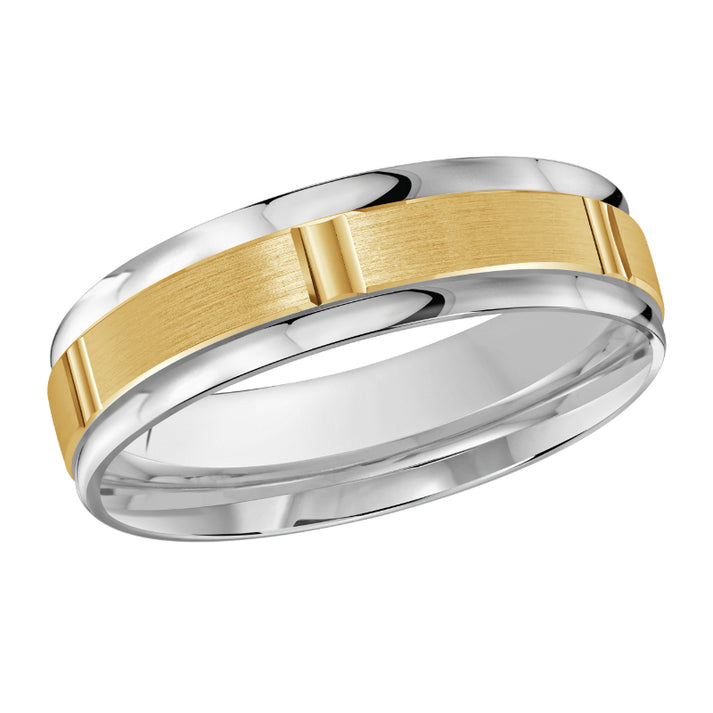 Malo 6mm 14k White & Yellow Gold Carved Band