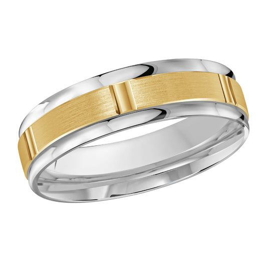 Malo 6mm 18k White & Yellow Gold Carved Band