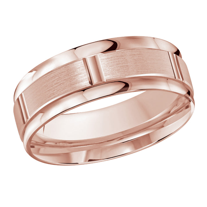 Malo 8mm 14k Pink Gold Carved Band