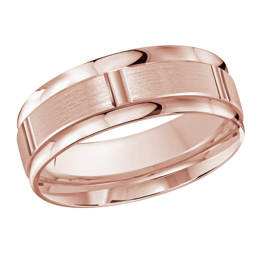 Malo 8mm 18k Pink Gold Carved Band