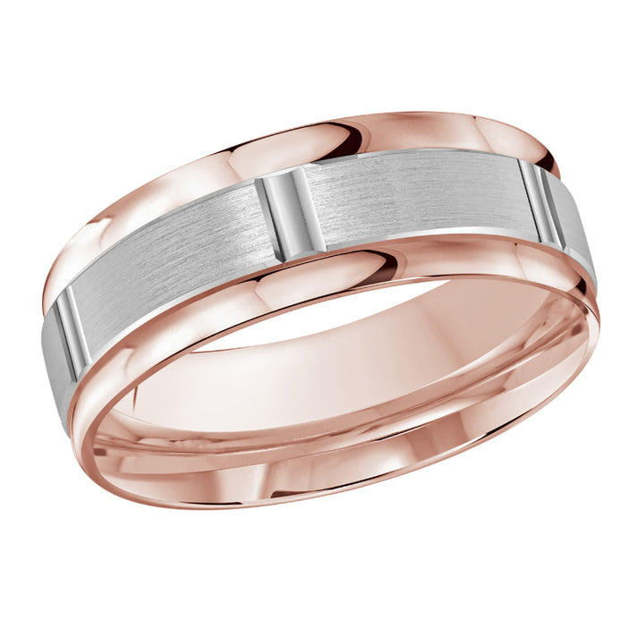 Malo 8mm 14k Pink & White Gold Carved Band