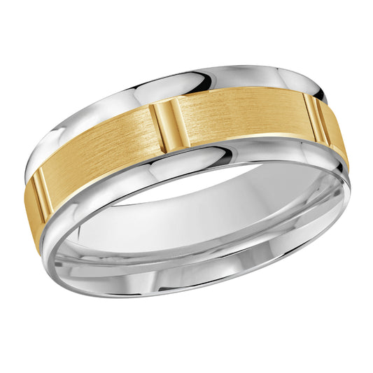 Malo 8mm 14k White & Yellow Gold Carved Band