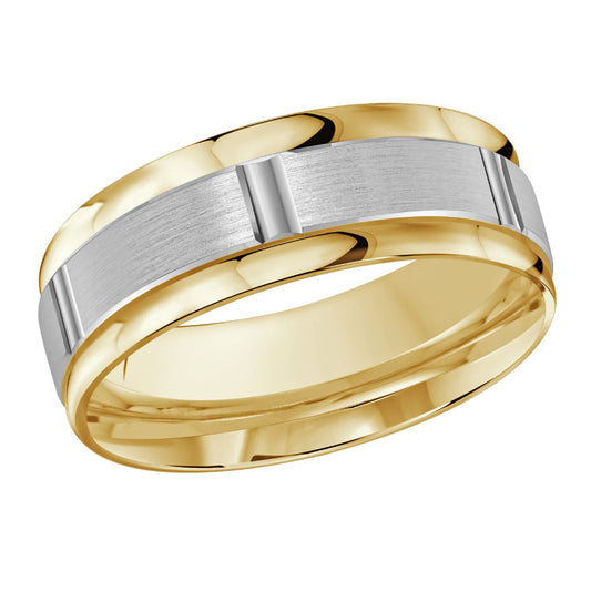 Malo 8mm 14k Yellow & White Gold Carved Band