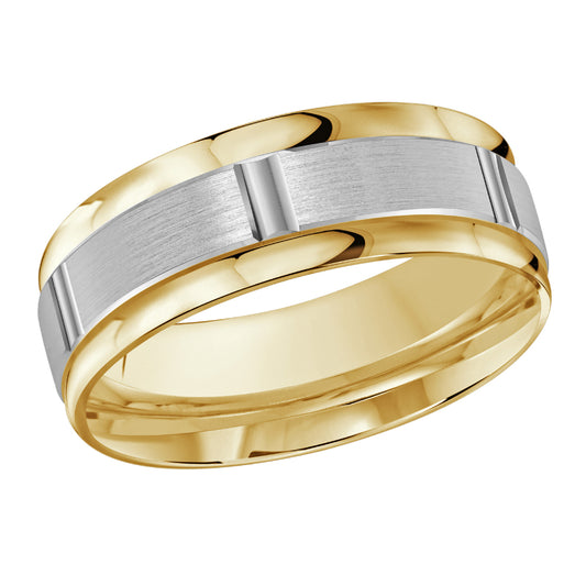 Malo 8mm 18k Yellow & White Gold Carved Band