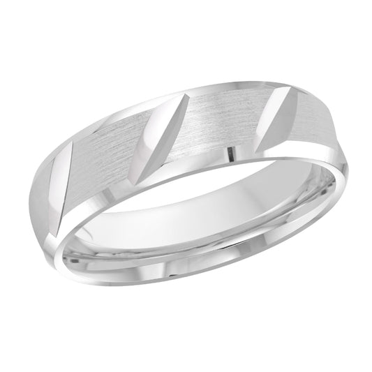 Malo 6mm 18k White Gold Carved Band