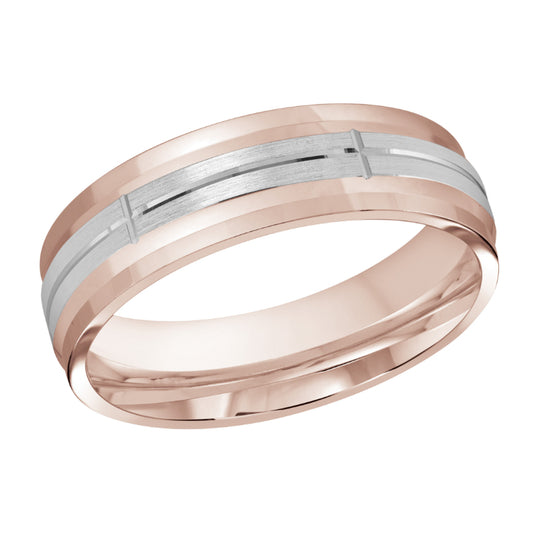 Malo 6mm 14k Pink & White Gold Carved Band