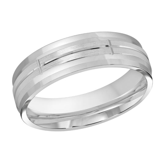 Malo 6mm 18k White Gold Carved Band