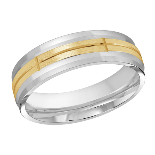 Malo 6mm 18k White & Yellow Gold Carved Band