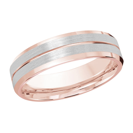 Malo 6mm 14k Pink & White Gold Carved Band