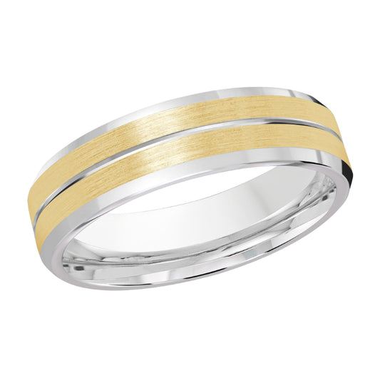 Malo 6mm 18k White & Yellow Gold Carved Band