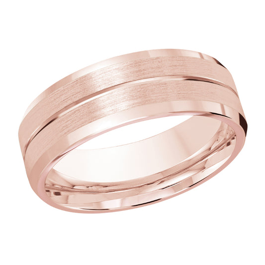 Malo 8mm 18k Pink Gold Carved Band