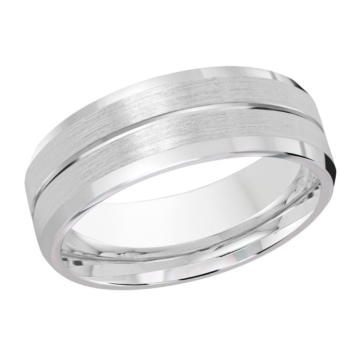 Malo 8mm 18k White Gold Carved Band