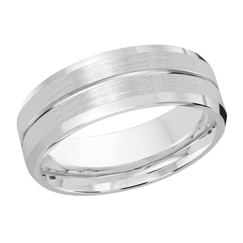 Malo 8mm 14k White Gold Carved Band