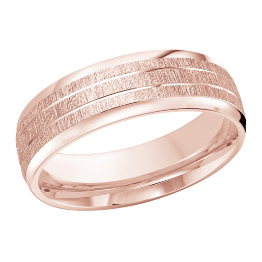 Malo 7mm 18k Pink Gold Carved Band