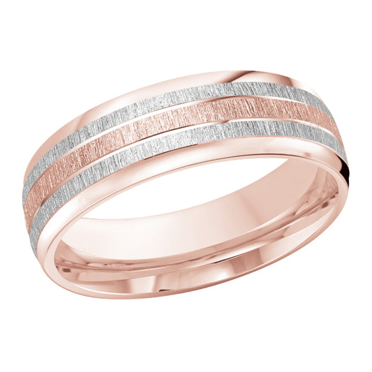 Malo 7mm 18k Pink & White Gold Carved Band