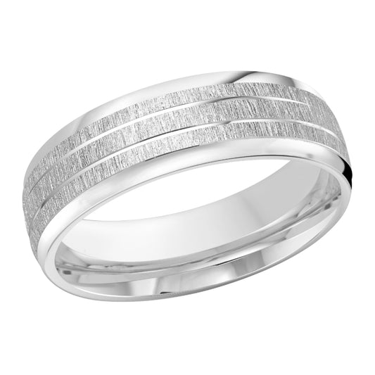 Malo 7mm 18k White Gold Carved Band