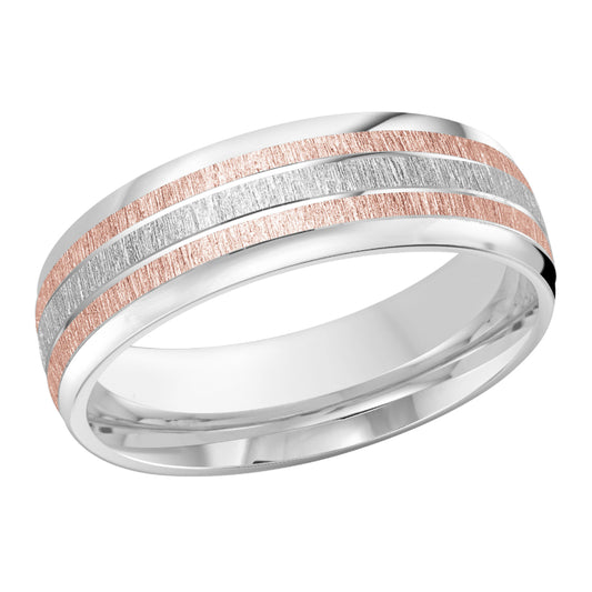 Malo 7mm 18k White & Pink Gold Carved Band