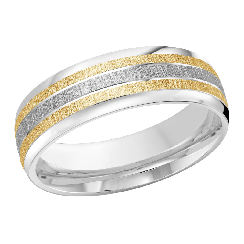 Malo 7mm 14k White & Yellow Gold Carved Band