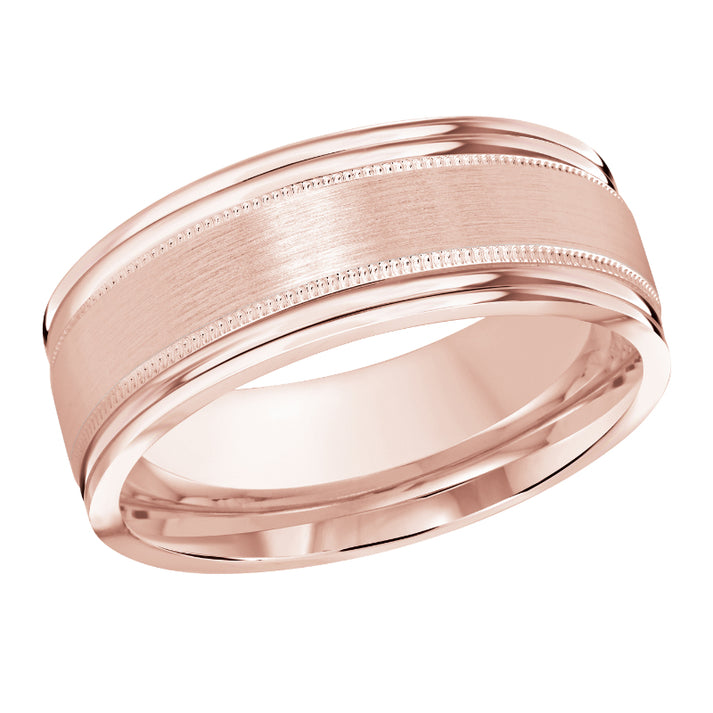 Malo 8mm 14k Pink Gold Carved Band