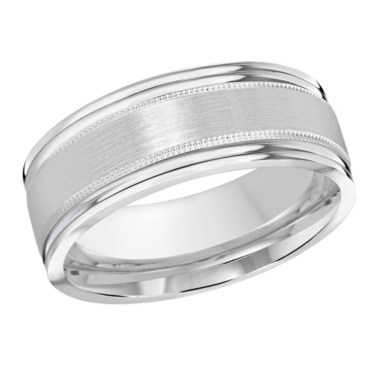 Malo 8mm 14k White Gold Carved Band