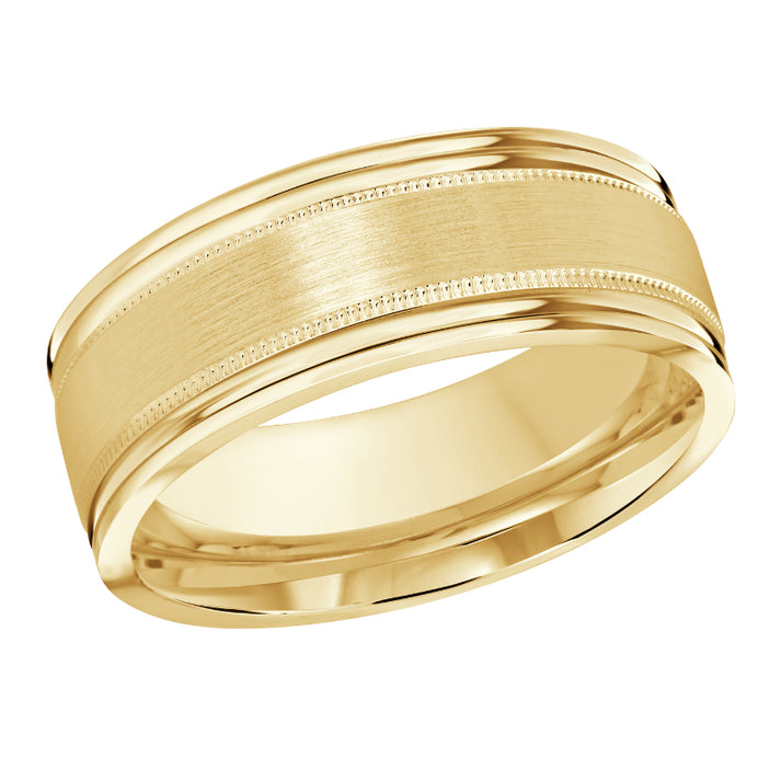 Malo 8mm 18k Yellow Gold Carved Band