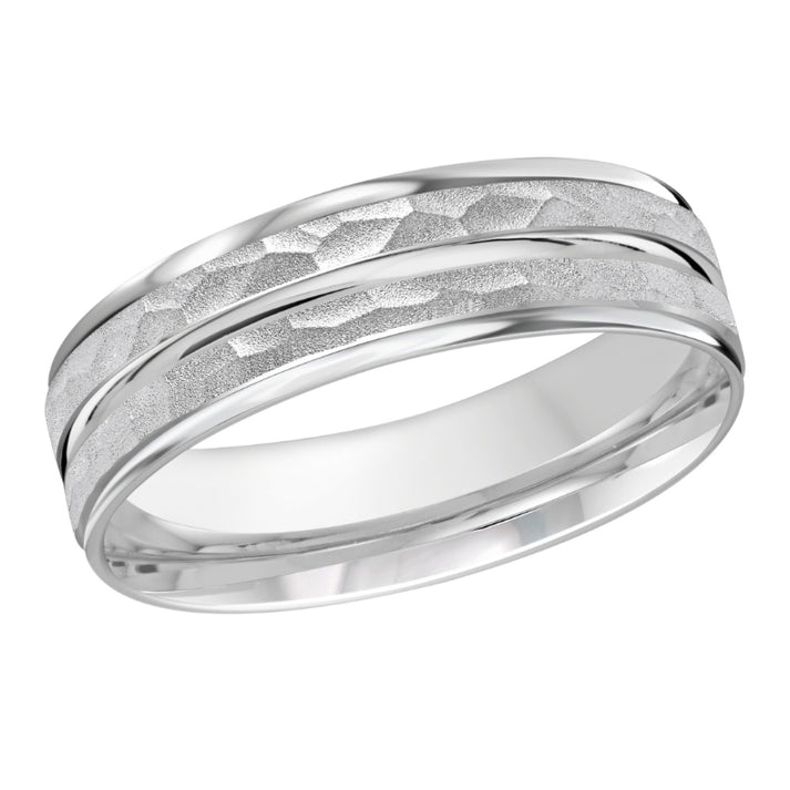 Malo 7mm 18k White Gold Carved Band