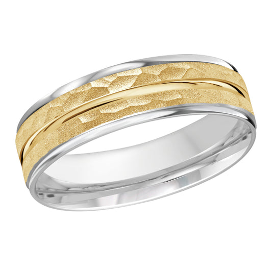 Malo 7mm 18k White & Yellow Gold Carved Band
