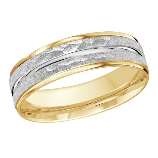 Malo 7mm 18k Yellow & White Gold Carved Band