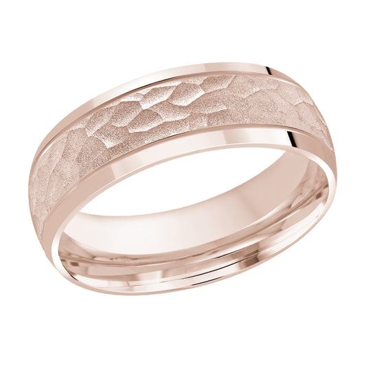 Malo 7mm 18k Pink Gold Carved Band
