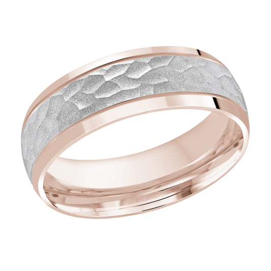 Malo 7mm 14k Pink & White Gold Carved Band