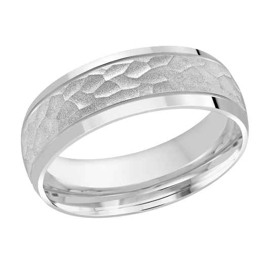 Malo 7mm 18k White Gold Carved Band