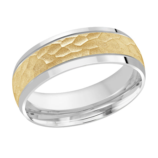 Malo 7mm 18k White & Yellow Gold Carved Band