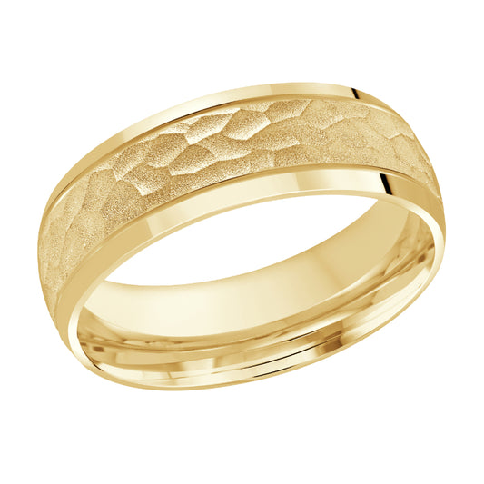 Malo 7mm 18k Yellow Gold Carved Band