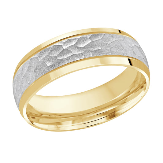 Malo 7mm 18k Yellow & White Gold Carved Band