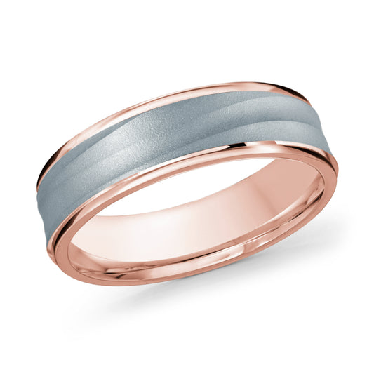 Malo 6mm 14k Pink & White Gold Carved Band